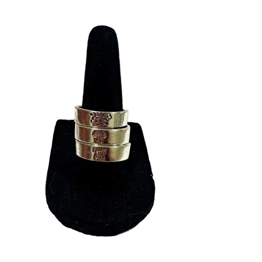 3 Stackable Silver Band Rings Sz 7 7.5 8 Stamped Nature Designs